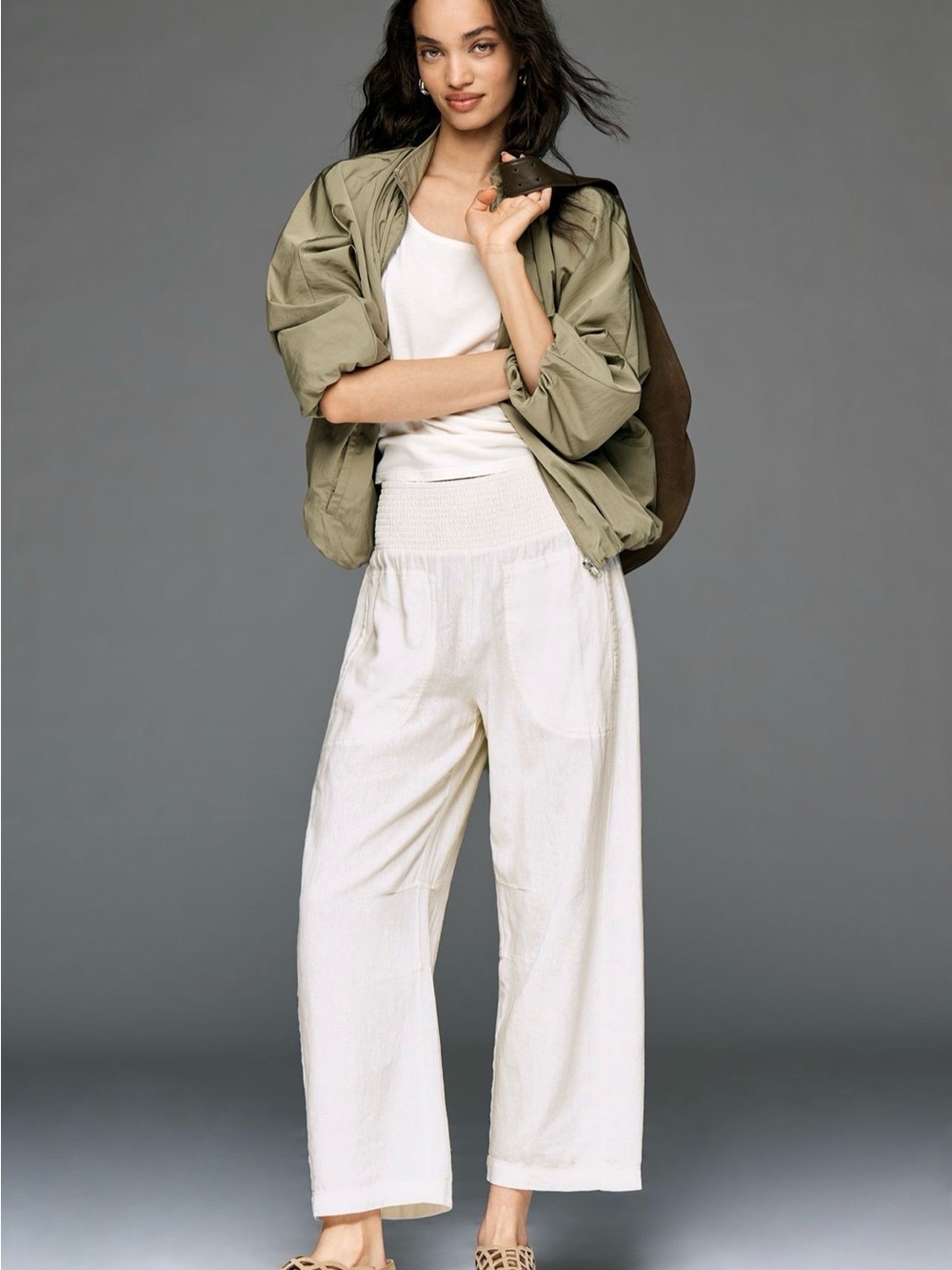 Pilcro Linen Barrel Pants